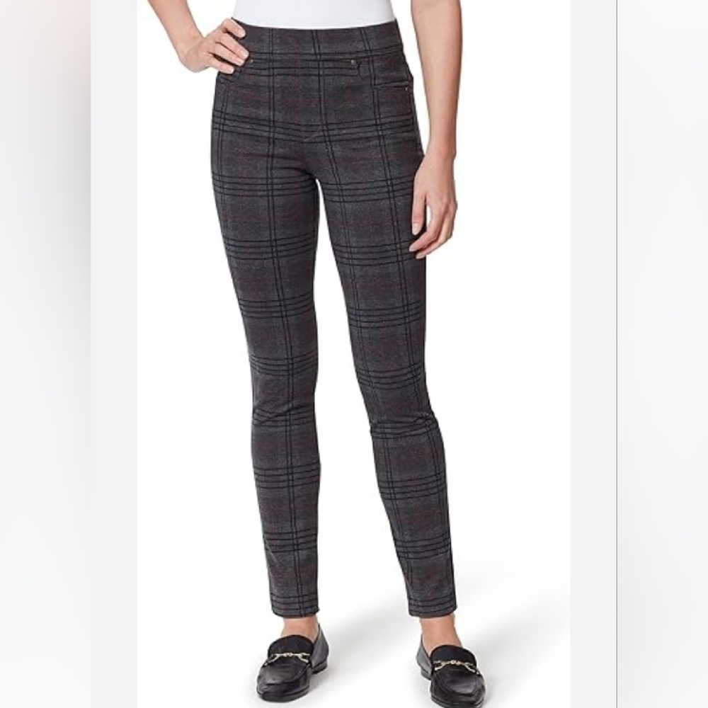 Per Se Tummy Control Leggings Womens Plaid Stretch  size Small